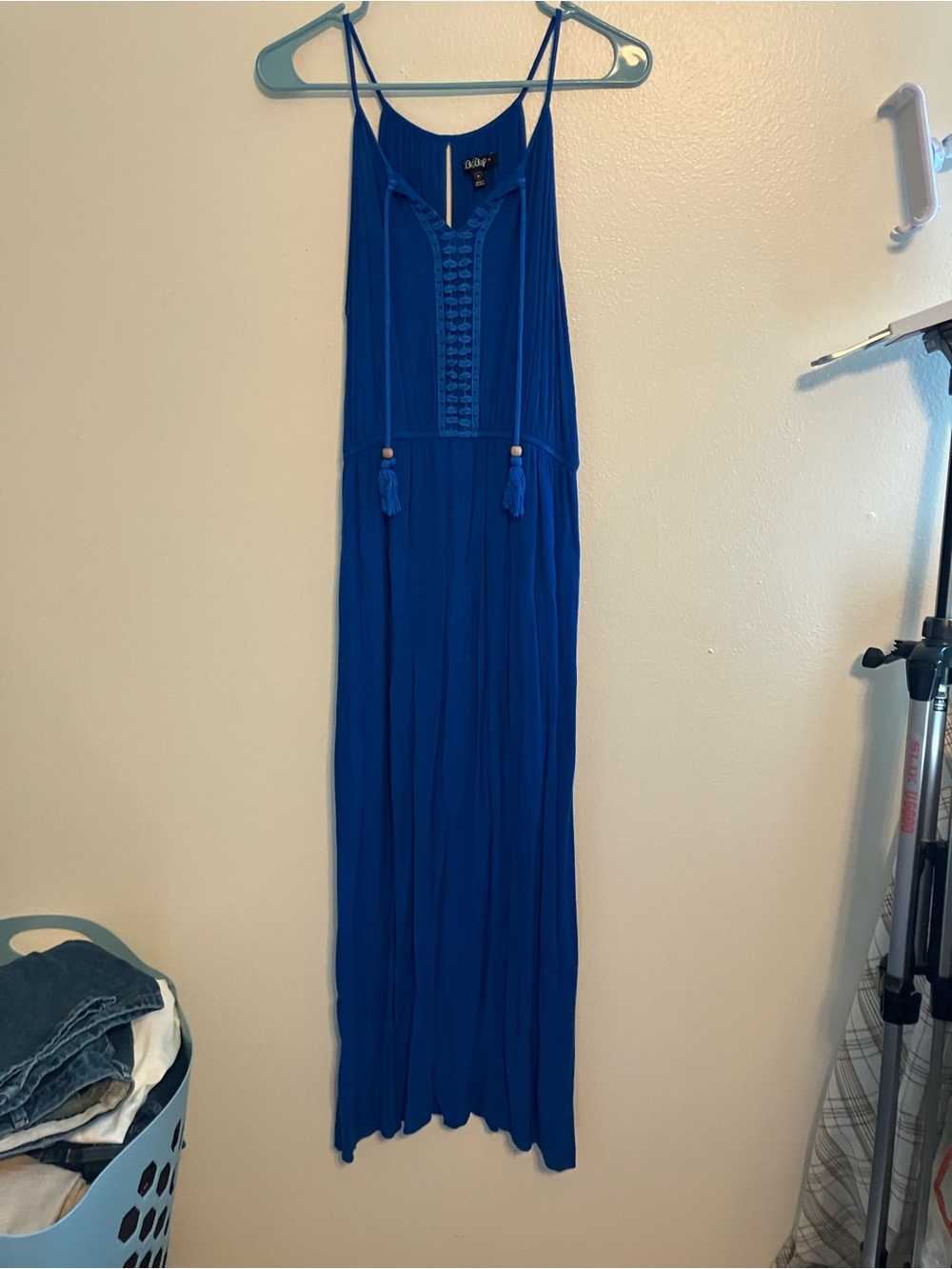 BeBop Royal Blue Sleeveless Maxi dress with Tassel Trim
